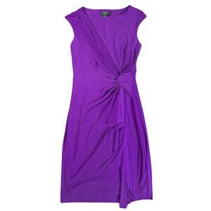 Lauren Ralph Lauren Purple Knotted Draped Cocktail Stretch Dress Size 6 Orchid